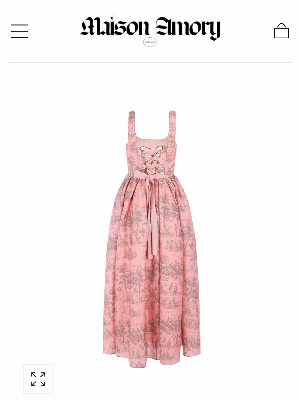 Elegant Pink Toile Maxi Dress with Square Neck - Picture 5 of 6